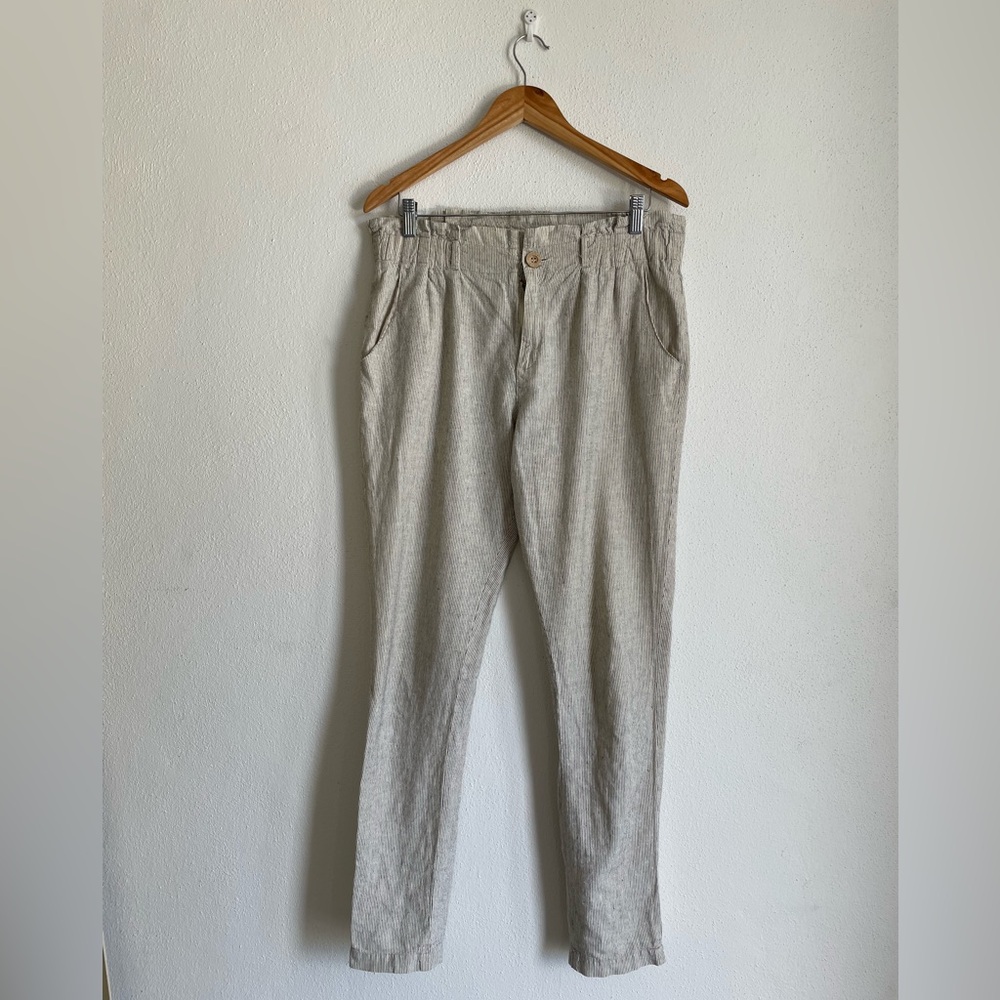 Linen pinstripe trousers